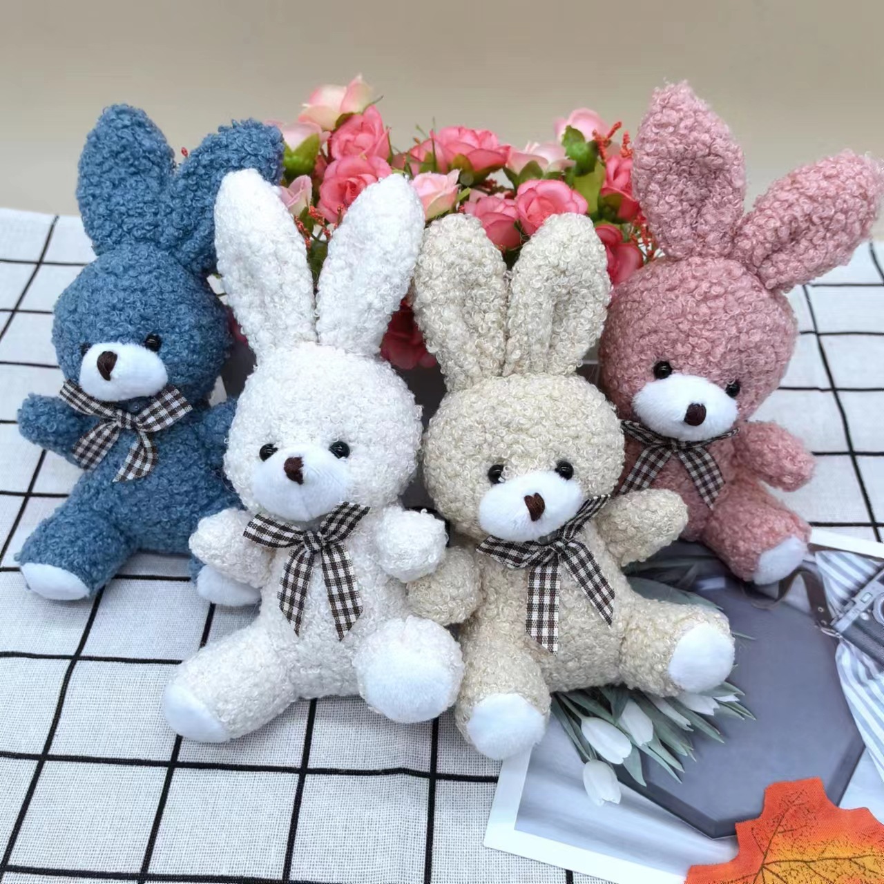 Cute Sitting Posture Mini Bear Teddy Bear Doll Plush Toy Key Chain Car Decoration Bag Small Pendant details Picture