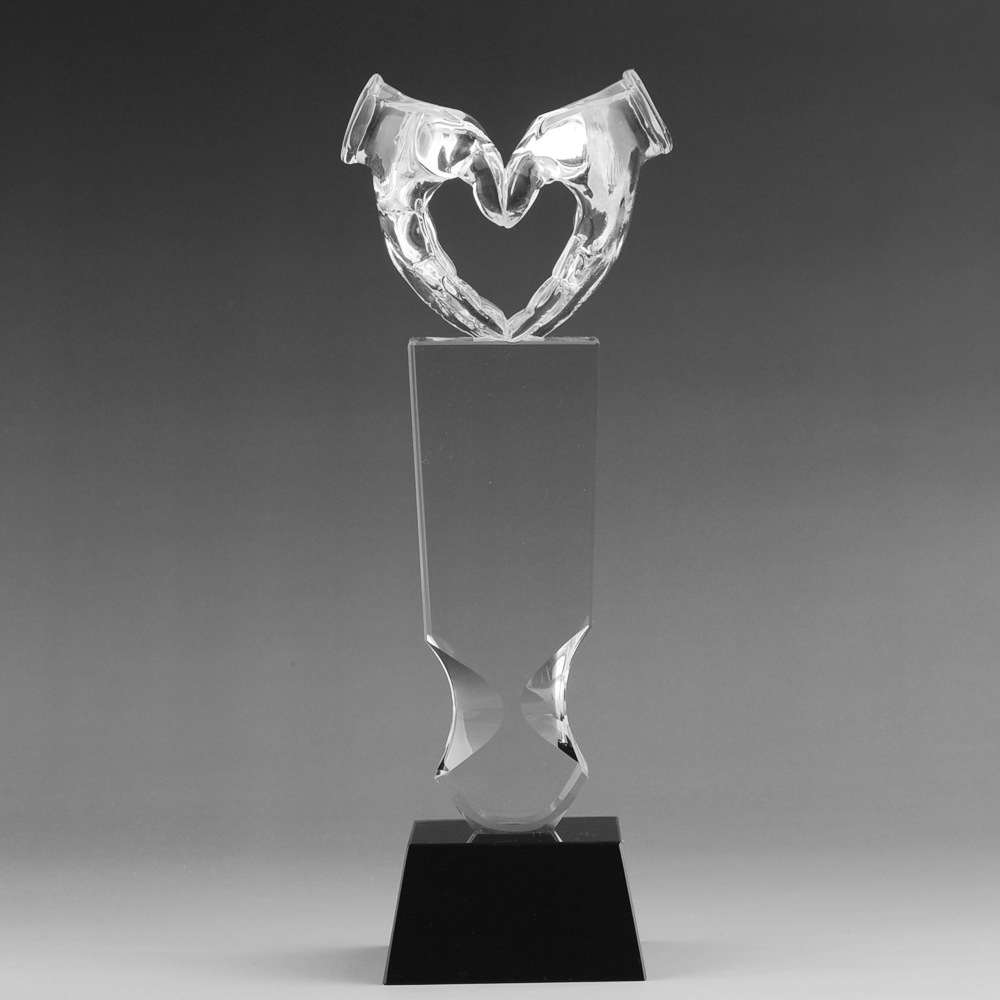 Crystal Glass "Guardian Hand" Crystal Trophy Annual Meeting Reward Competition Event Outstanding Employee Trophy details Picture