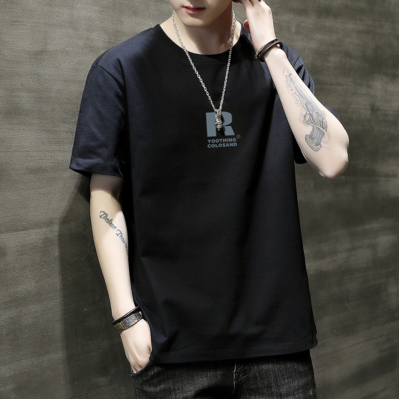 Cotton short-sleeved T-shirt for men's summer base layer, trendy and trendy brand round-neck half-sleeved clothes for young men Application Scenario