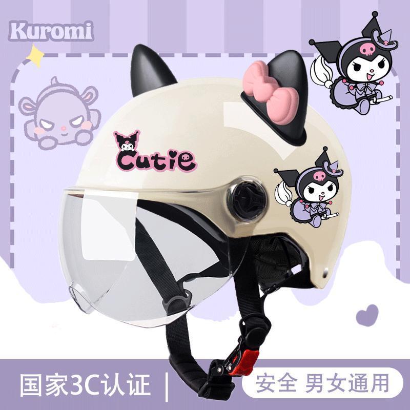 3C new National Standard helmet Ladies cute cartoon half helmet Kuromi bow cat ear helmet Kawaii Application Scenario