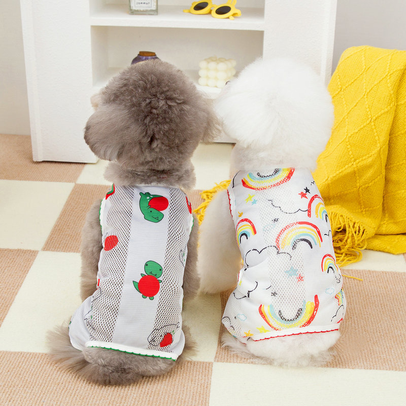 Dog clothes for spring and summer, cute and breathable cat home wear, small dog puppies, Bichon Frises, Pomeranians, mosquito repellent four-leg pants