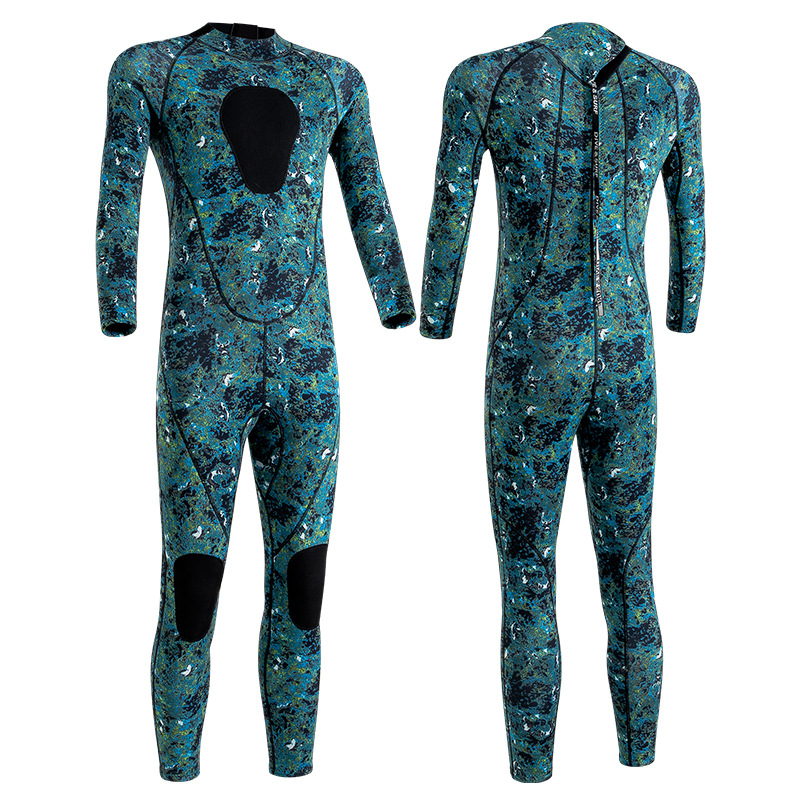 现货潜水服男保暖防寒2-3-5mm湿式冬泳连体浮潜衣迷彩冲浪服潜水衣女