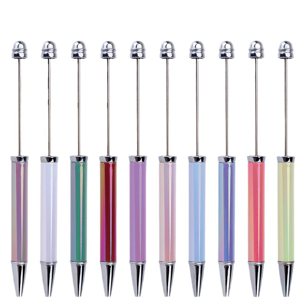 Cross-Border New Diy Beaded Pen Uv Plating Seven-Color Beaded Ballpoint Pen Personalized Hand-Beaded Gift Pen Item Picture