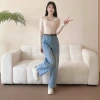 Spring and Autumn's new Japanese-style casual slimming wide-leg jeans, women's design sense, hand-beaded, versatile straight-leg pants Application Scenario