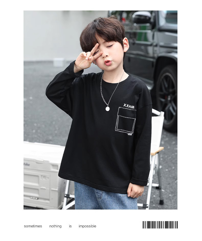 童装男童长袖t恤儿童2025新款纯棉内搭上衣宽松圆领打底衫衣服潮详情22