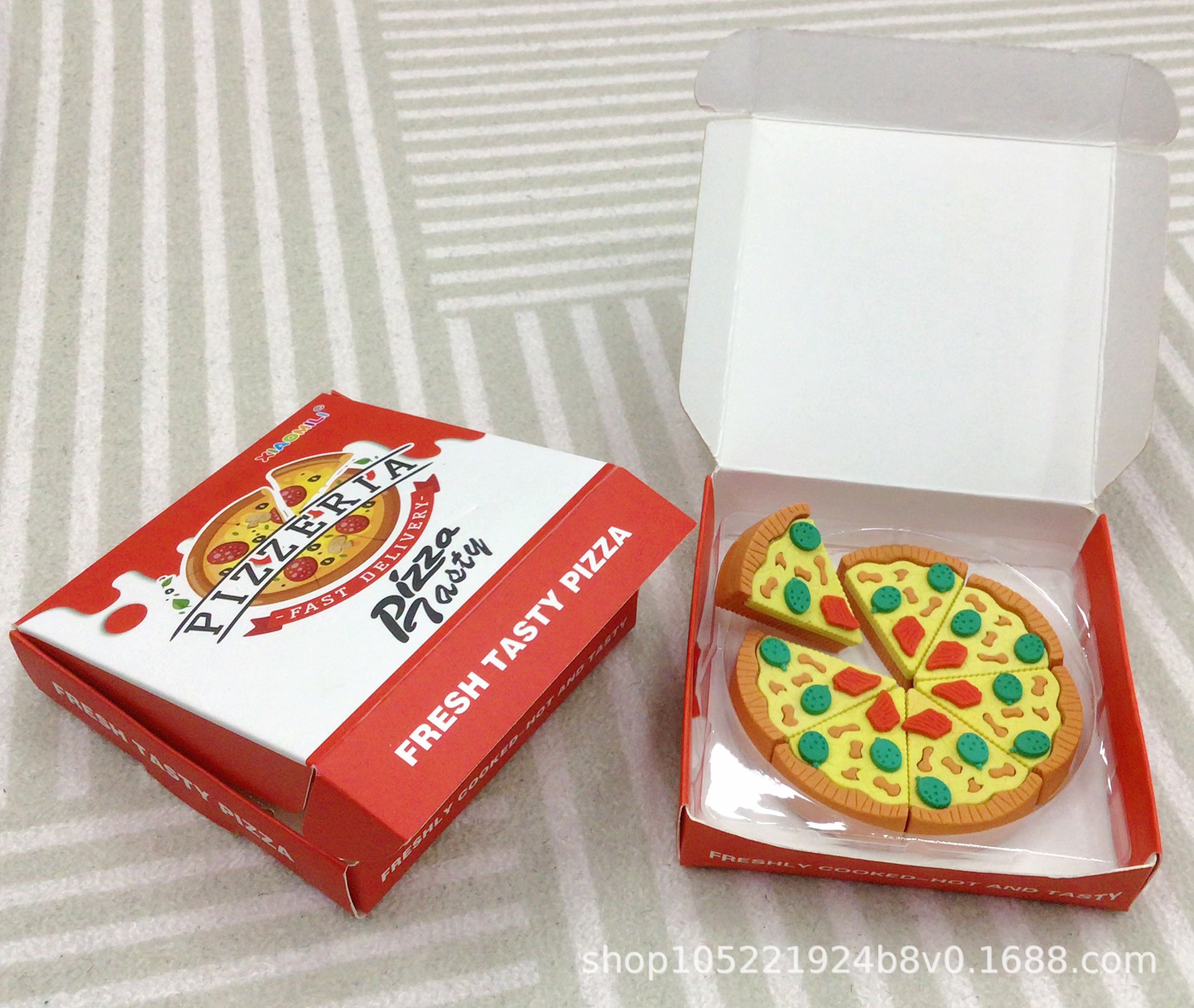 新款跨境电商创意造型披萨橡皮擦创意学习文具用品礼品赠送