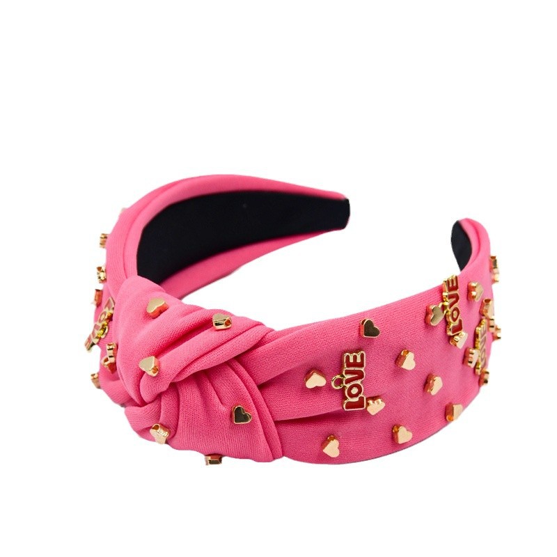 Qiwei Accessories' exclusive cross-border new hair band, fashionable and creative alloy oil drip LOVE letter accessory headband, women's heart-shaped simple hair accessory Item Picture