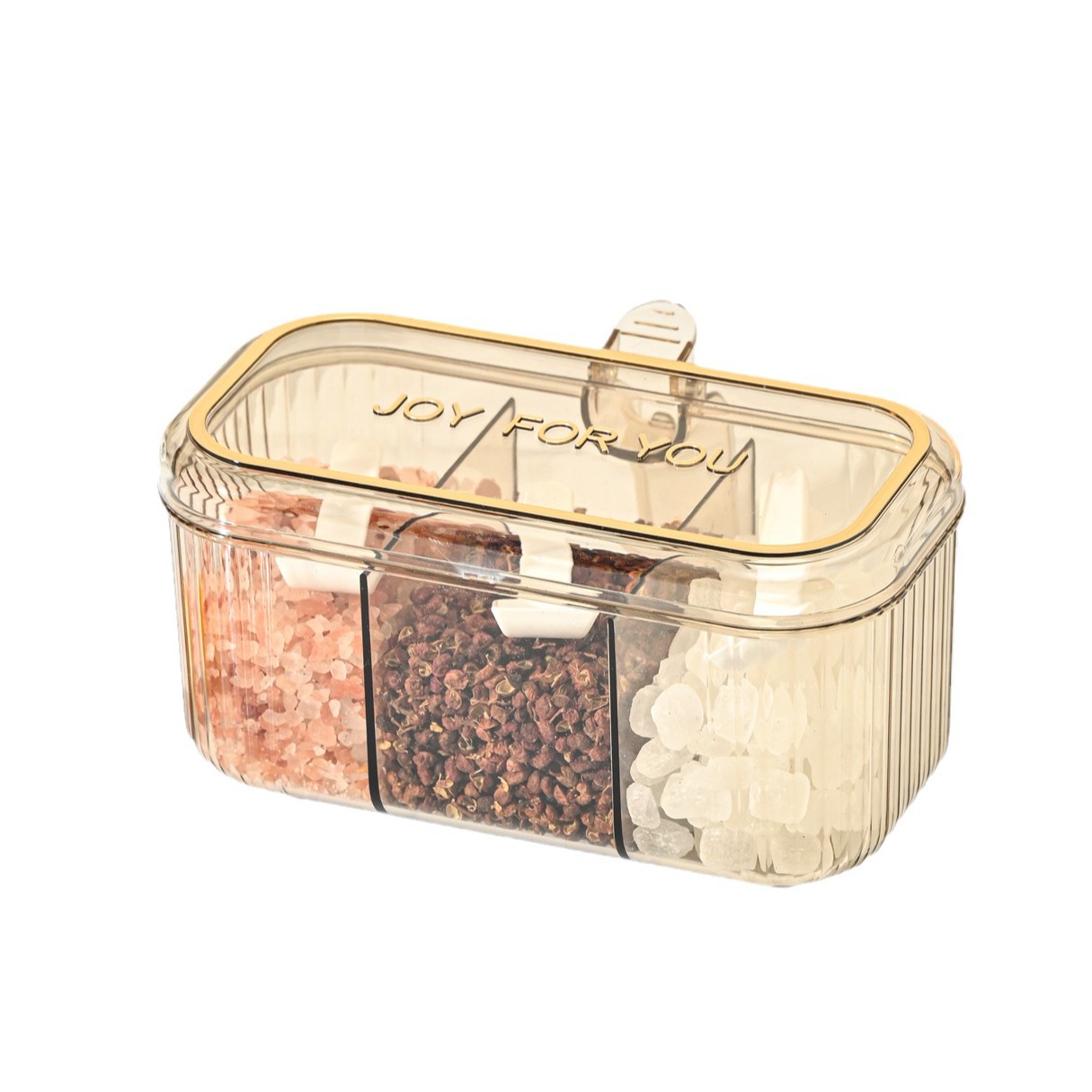 The household fresh and clean, compartments of salt, monosodium glutamate, chicken essence, seasonings and condiments box is a three-style kitchen flavor box with a lid to prevent flavor mixing Item Picture