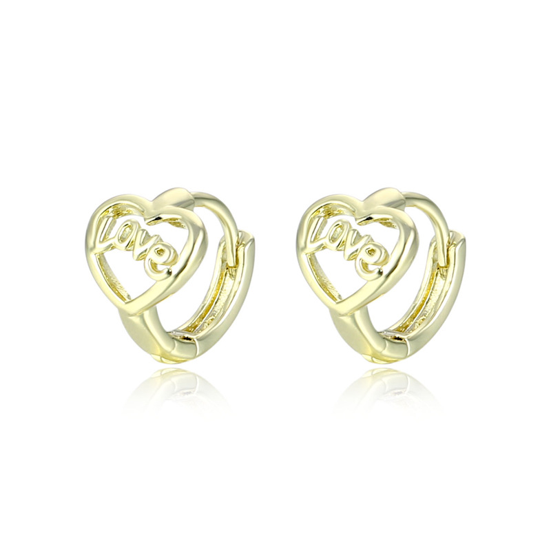 18K Gold Hollow Love Heart Metal Texture Earrings Female New Earrings Personality Simple Love Earrings Buckle Earrings Popular Accessories Fashion Earrings Korean Version Item Picture