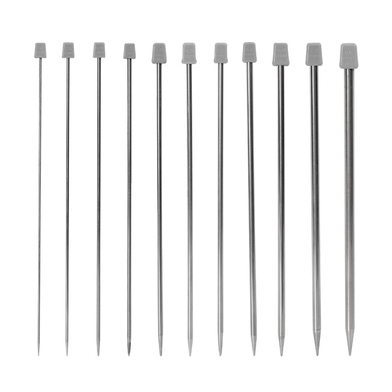 Stainless steel knitting needle with plug 11 knitting needle set single tip thick needle hand-knitted scarf sweater needle Item Picture