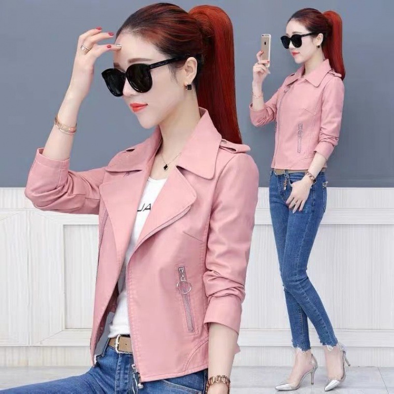 The 2024 Spring and Autumn new Korean-style slimming and form-fitting motorcycle leather jacket, short coat, and women's leather jacket Application Scenario