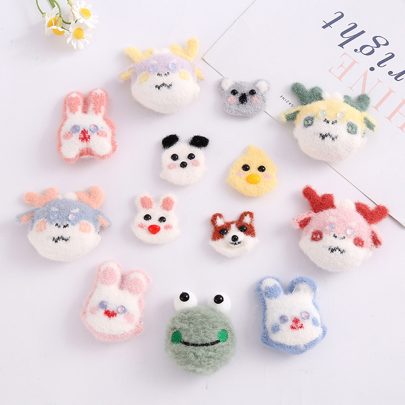 Three-Dimensional Imitation Sheep Felt Frog Rabbit Puppy Accessories Diy Cartoon Animal Children's Hair Accessories Brooch Footwear Accessories details Picture