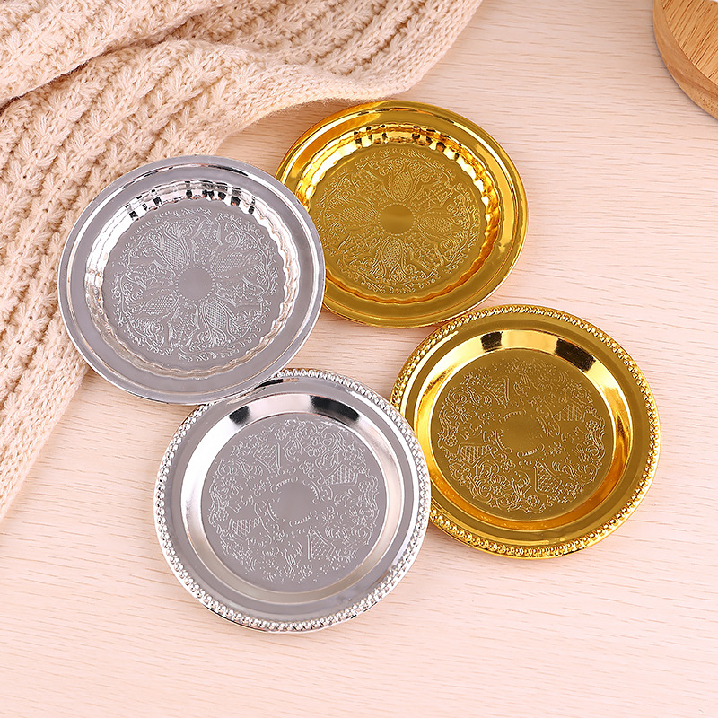 Wrought Iron Cake Tray Afternoon Tea Heart Tray Snack Tray Jewelry Storage Shot Glass Tray Household Teacup Insulation Mat