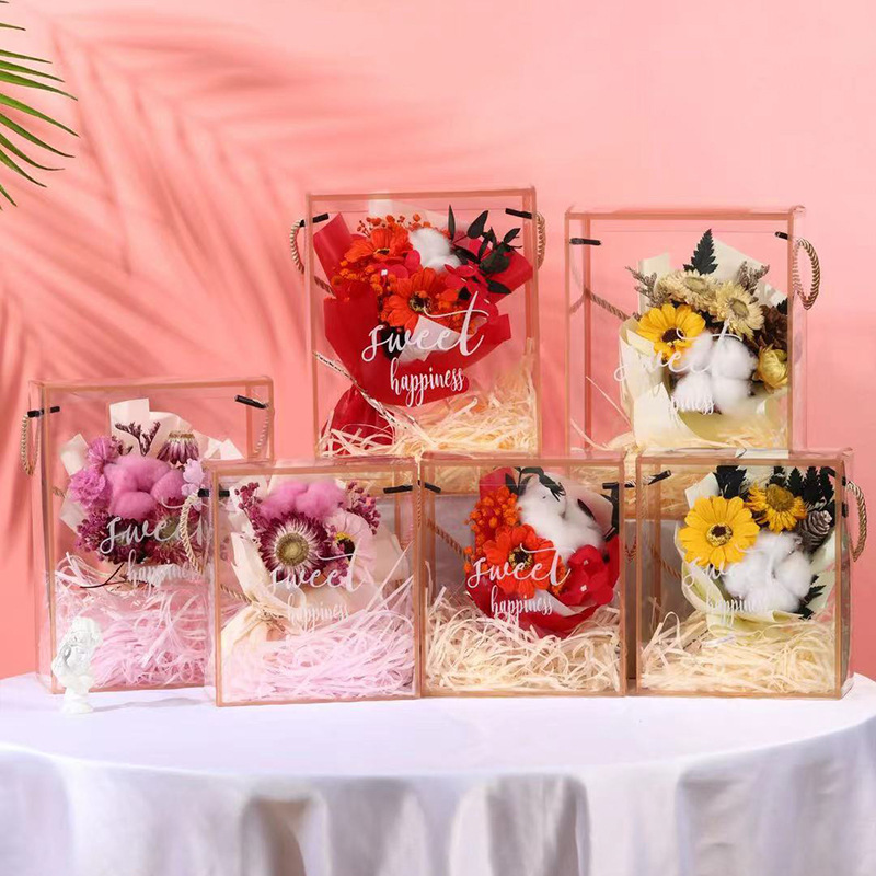 跨境LED灯永生花花束/ 厂家批发干花香皂花/玫瑰情人节家居装饰摆件产品图