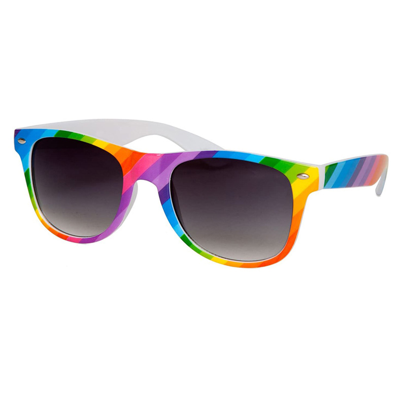 FDA Gift promotion: Export sunglasses, cross-border rice nail sunglasses, printed logo, party rainbow decorative glasses Item Picture