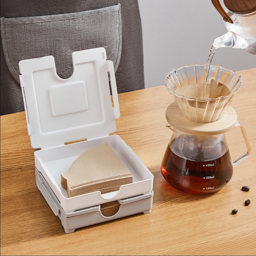 Japanese magnetic hand coffee filter storage box Coffee machine filter holder Coffee shop fan type filter storage box full figure