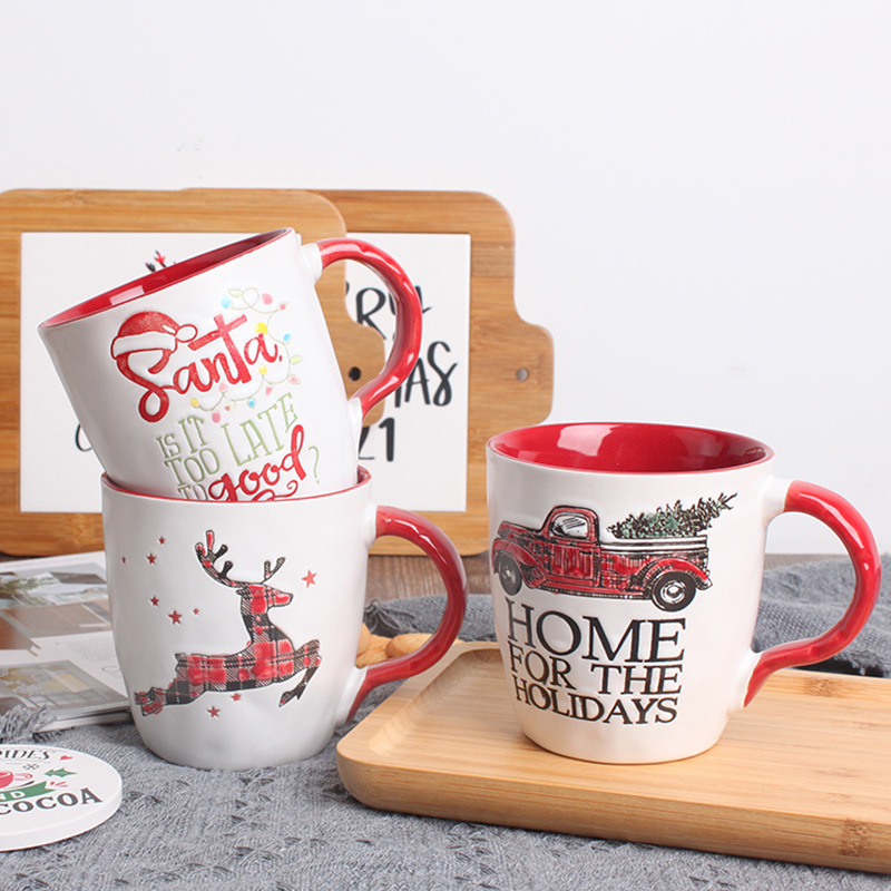 European-Style Ins Elk Mug Alphabet Coffee Mug Creative Breakfast Teacup Business Office Men And Women's Room Ceramic Cup Specification drawing
