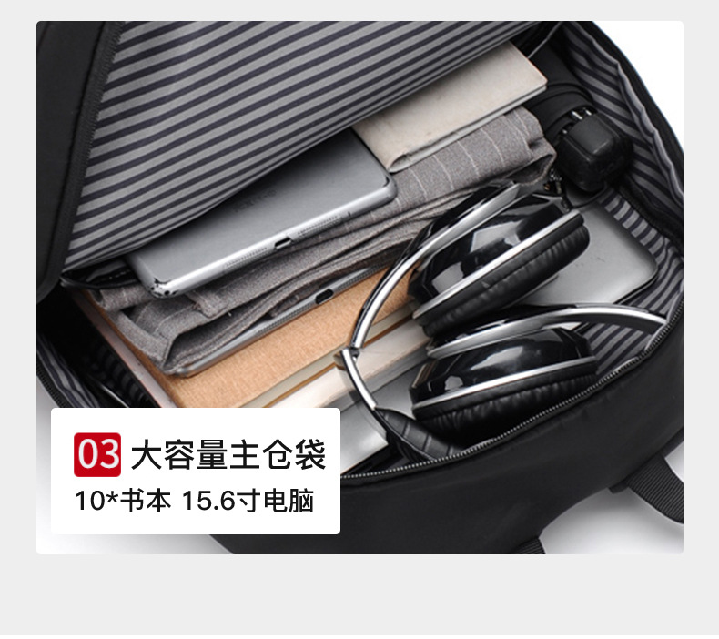 跨境男士简约休闲双肩包出差旅行大容量电脑背包潮流轻便学生书包 pic 16