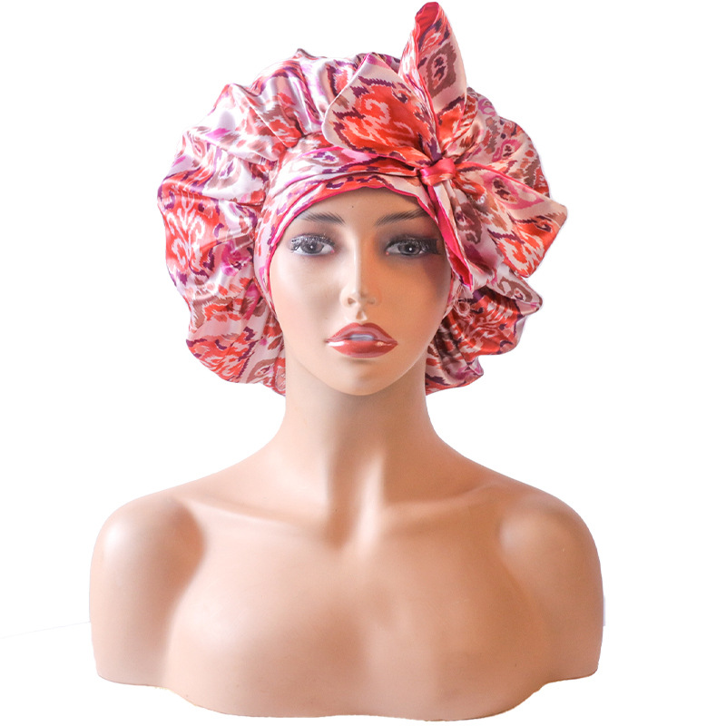 African serpentine print adjustment double monochrome bonnet wig bonnet silk bandaid nightcap