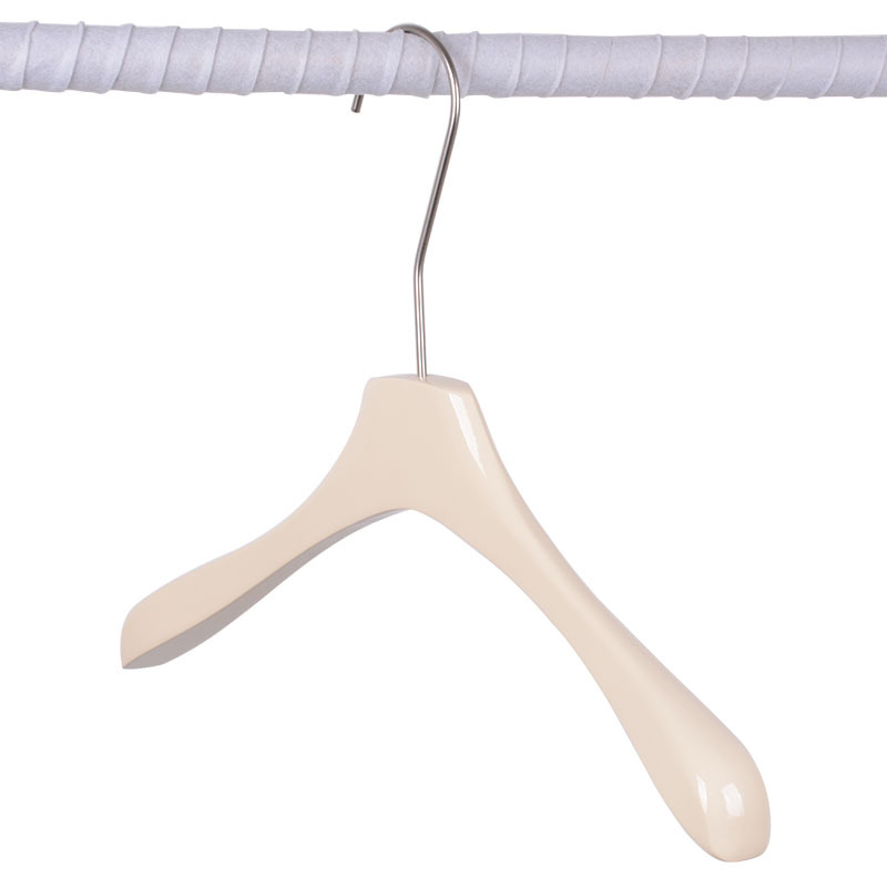 Wholesale of clothing store hangers for women's clothing, cream-colored solid wood hangers, Korean version anti-slip wooden clothes and trouser racks Item Picture