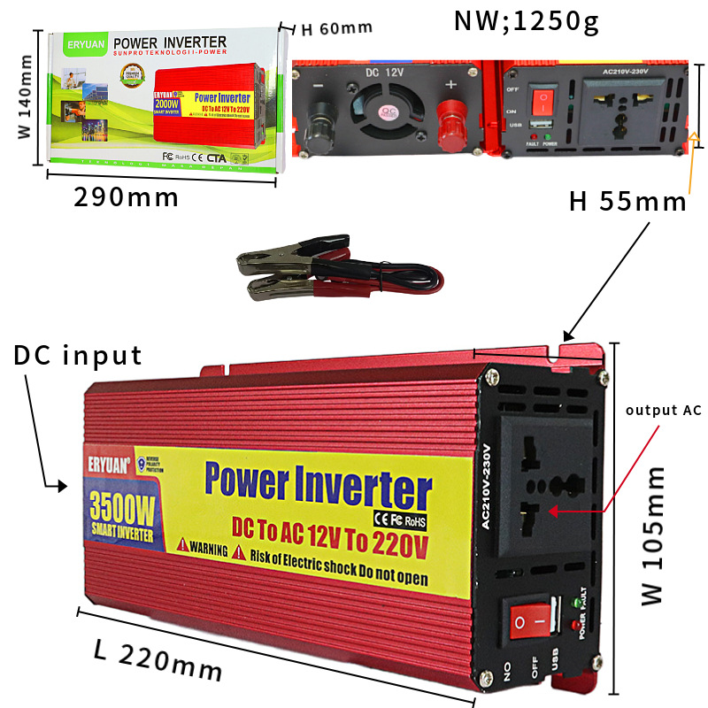 * 1000W2000W инвертор 12v24v с переменным тепловым питанием на 220v солнечных батареях является универсальным pic 28