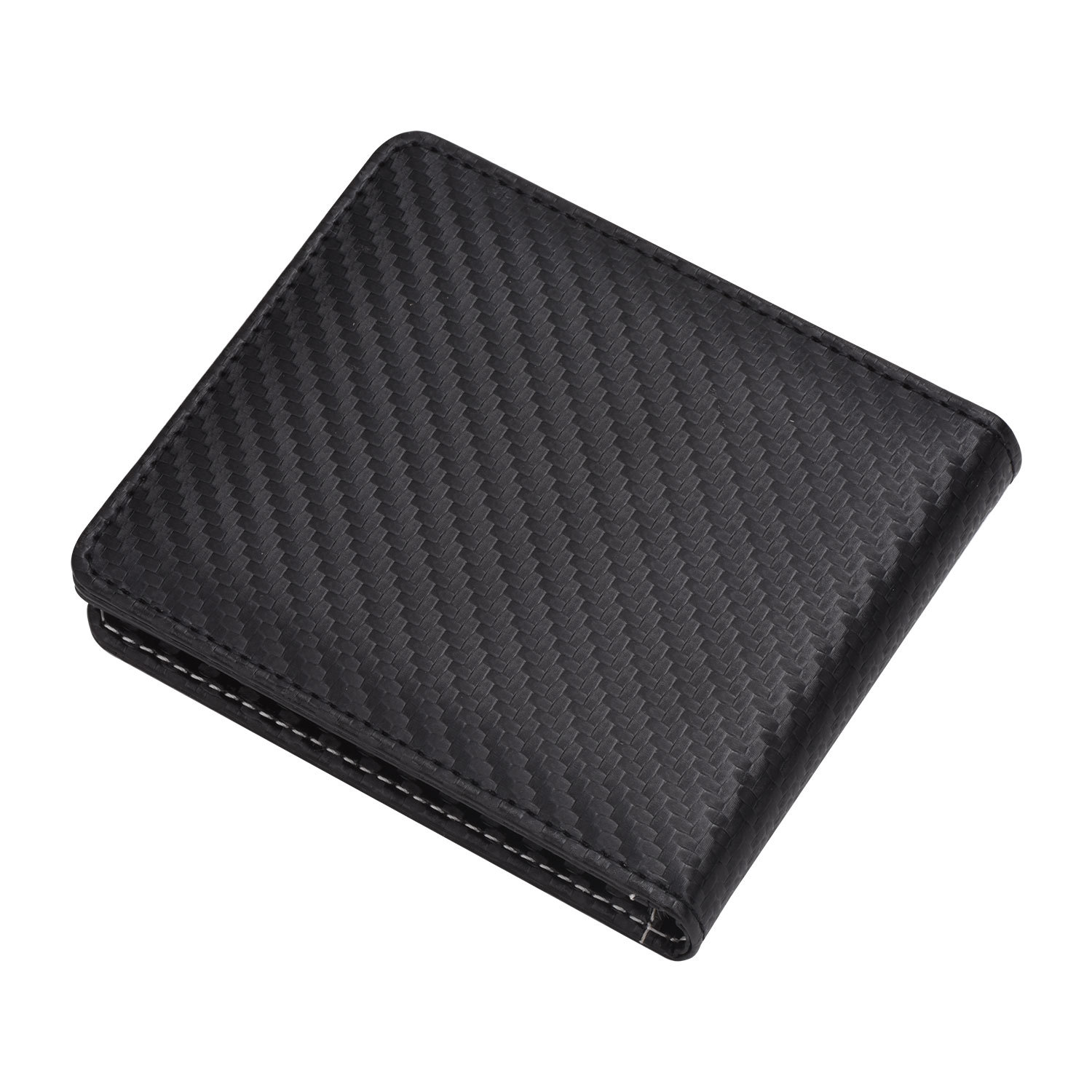 Men's classic multi-slot short wallet custom carbon fiber wallet solid color large capacity PU loose change wallet Specification image