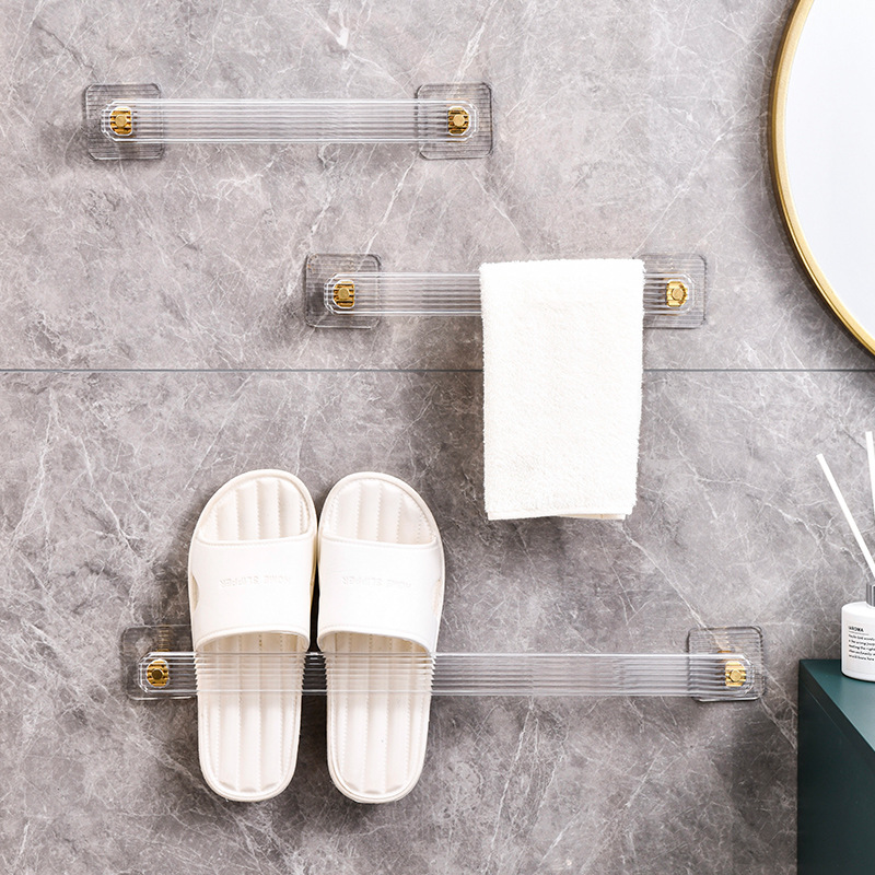 Bathroom towel rack, bathroom non-drilling wall-mounted storage rack, towel single pole, kitchen and bathroom storage hanging rack details Picture