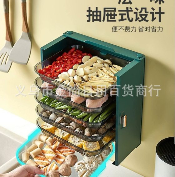 Kitchen preparation plates, side plates, multi-layer hot pot plates, household wall-mounted hot pot ingredient shelves, multi-functional Application Scenario