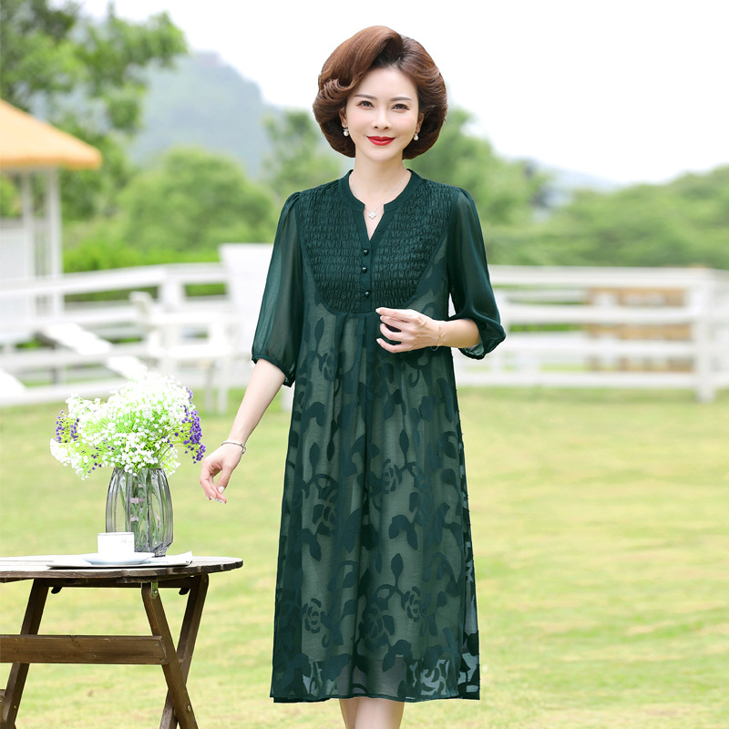 妈妈夏装连衣细节图