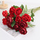 仿真玫瑰花单支绒布手感玫瑰假花家居婚庆装饰人造红玫瑰花束批发图