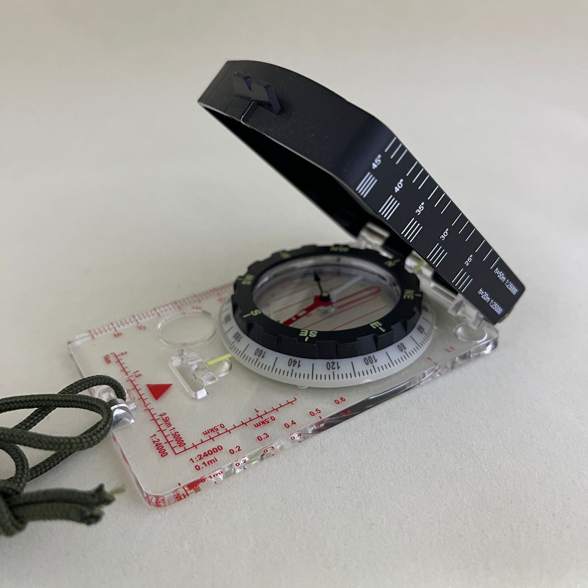 户外求生指北针登山野营反光镜伞绳挂绳多功能指南针厂家批发