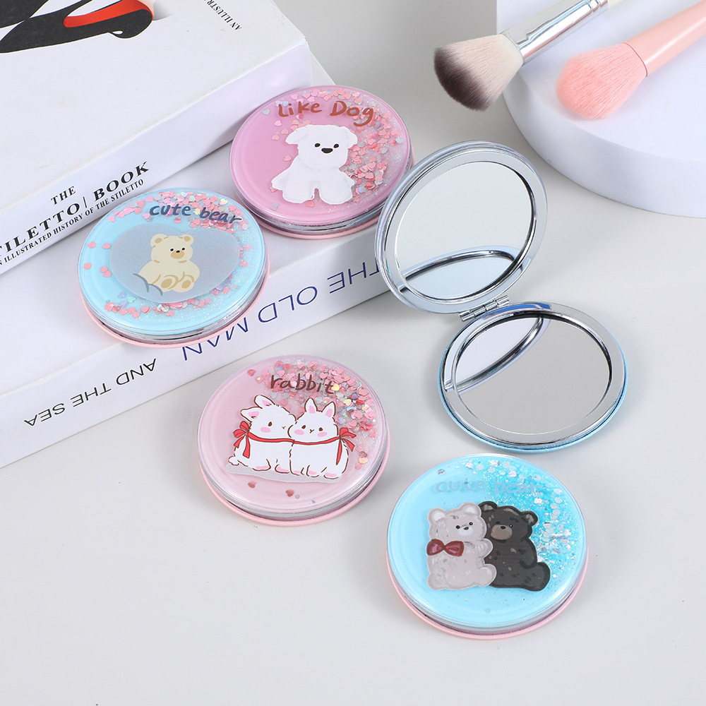 卡通折叠镜子小学生手持便携迷你双面方形化妆镜日用百货批发详情8