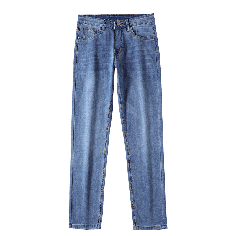 High-end, light luxury, trendy green-label jeans, men's slim-fit straight-leg summer thin casual pants