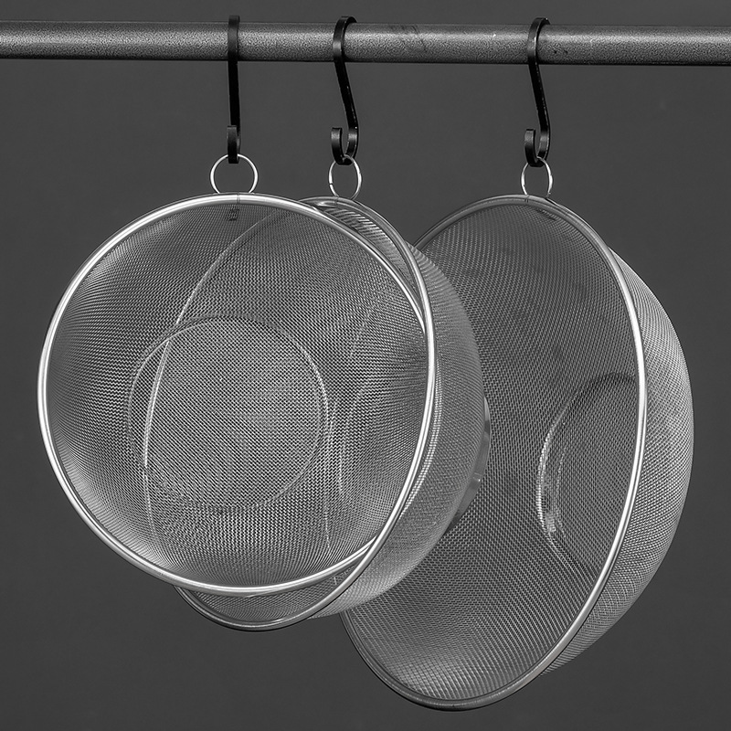 Stainless Steel Kitchen Vegetable Washing Basket, Vegetable Washing Blue Draining Basket, Fruit Basket, Rice Sieve, Fruit Plate Mesh Sieve, Frying Sieve, Dense Mesh Application Scenario