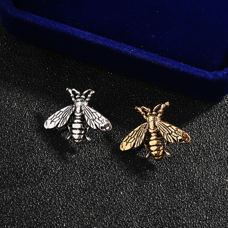 Men's Brooch Vintage Honeybee Alloy Brooch Collar Pin dual Purpose Shirt Suit Accessories Women's Vintage Silver Specification drawing