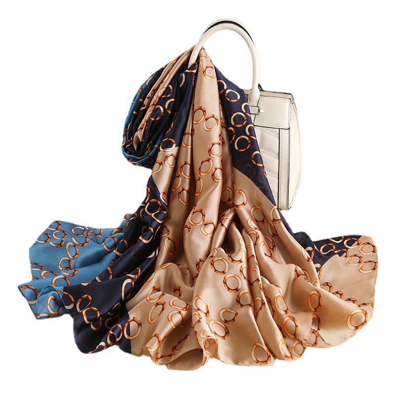 Big Silk Scarf Women Spring Summer 2024 New Silk Satin Imitation Silk Beach Sunscreen Gauze Shawl Long Silk Scarf Wholesale Item Picture