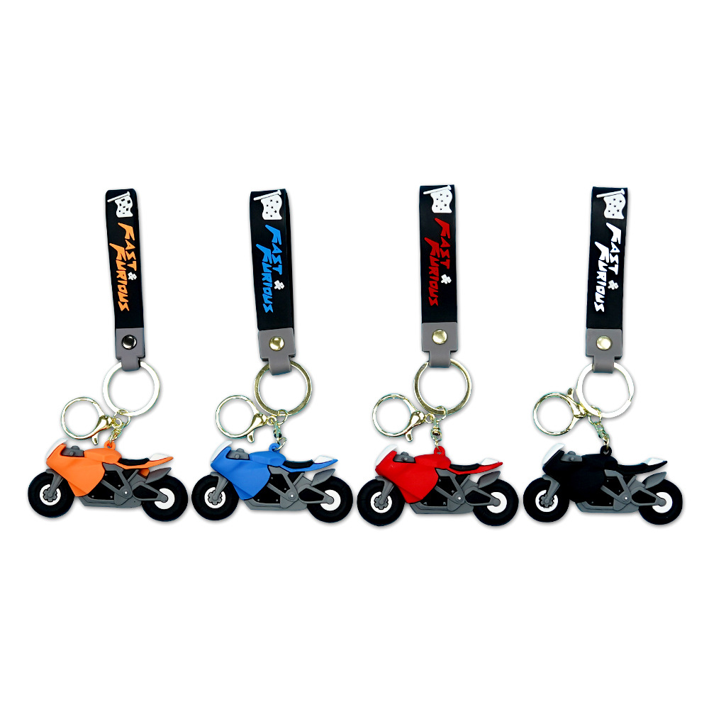 Cool cartoon motorcycle keychain pendants, cross-border creative racing key chain ornaments, schoolbags and small gifts wholesale Item Picture
