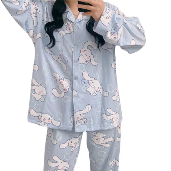 Yugui Dog Pajama Girl Spring And Autumn Cartoon Sweet And Lovely Japanese Ins Style Girl Home Dress Set Can Be Worn Item Picture
