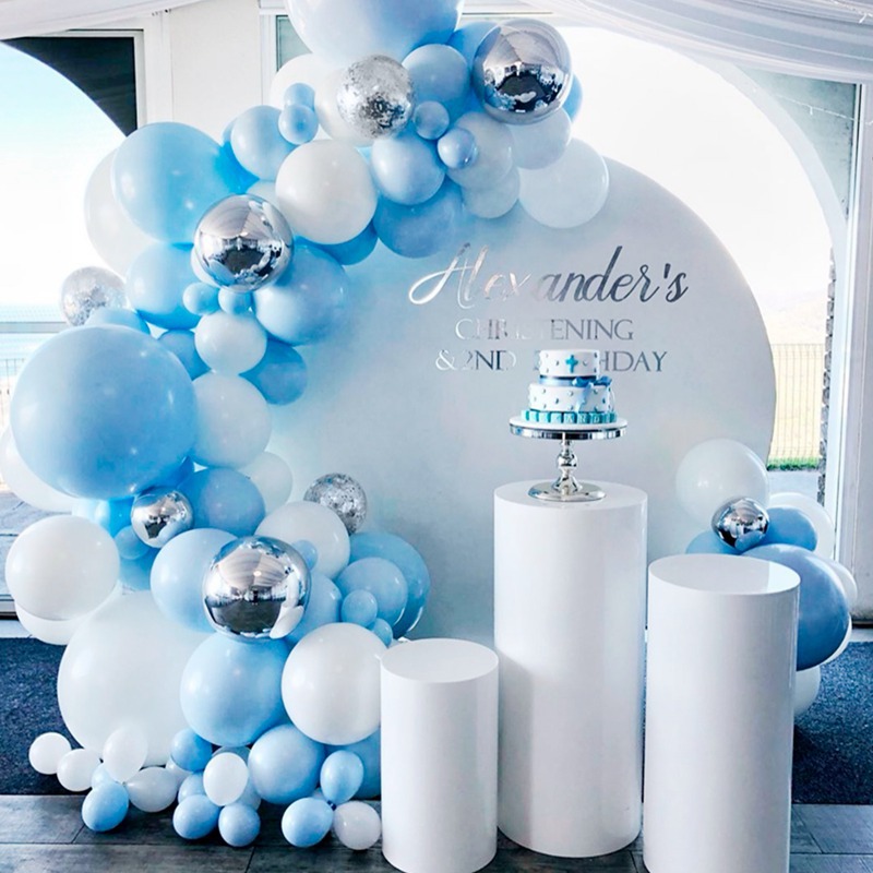 跨境新品马卡龙蓝色乳胶气球生日布置派对用品婚庆装饰气球链套装