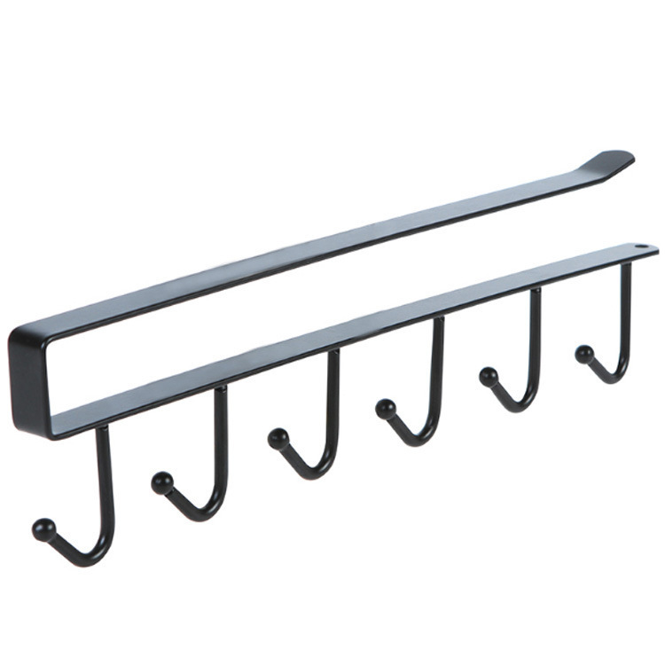 Wrought Iron Cabinet Storage Rack Multi-Functional Hook Wardrobe Organizer Kitchen Seamless Nail Free Hook 6 Hook Application Scenario