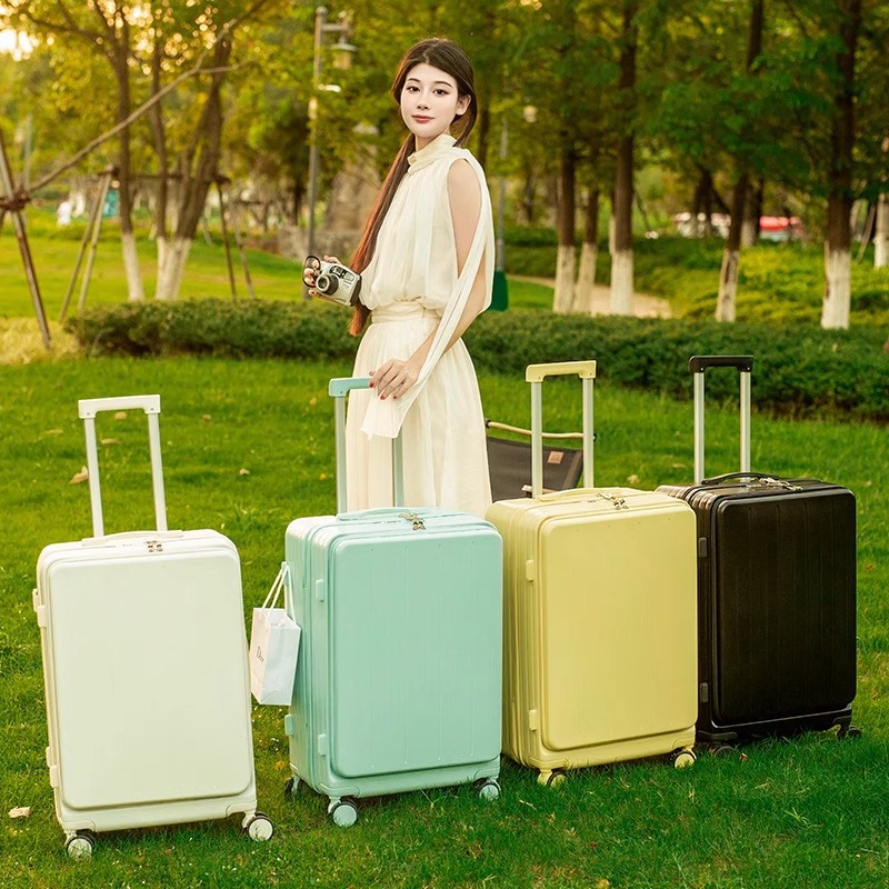 前开口多功能行李箱新款20寸女万向轮拉杆旅行箱24寸男密码皮箱子
