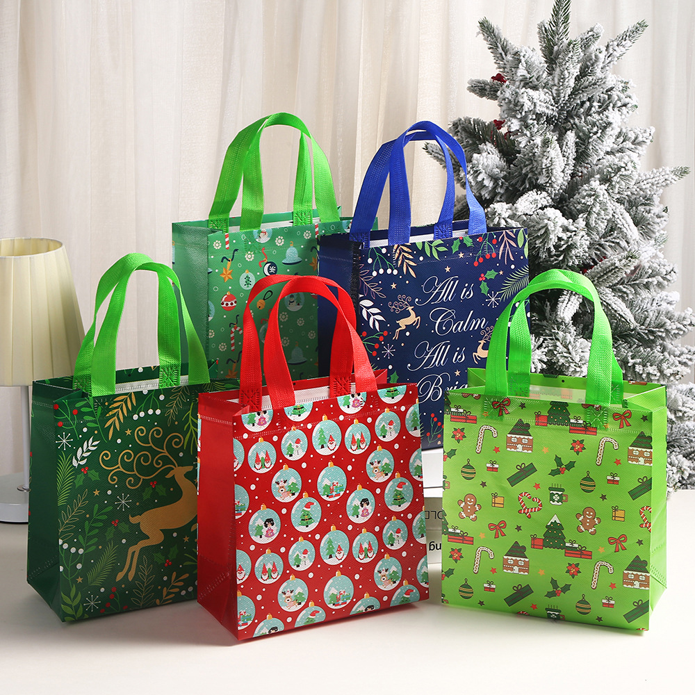 Printed shopping packaging bags, non-woven fabric bags, Christmas gift handbags, party candy gift bags, souvenir gift bags details Picture