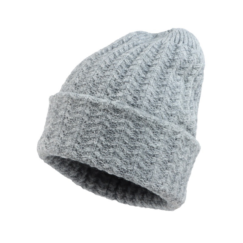 23 New Hat Women's Acrylic Knitted Hat Foreign Trade Hat Europe And The United States Autumn And Winter Imitation Cashmere Solid Color Knitted Woolen Hat Item Picture