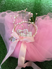 新款珍珠头纱加灯小女孩拍照道具公主皇冠头纱蝴蝶结发型装饰品