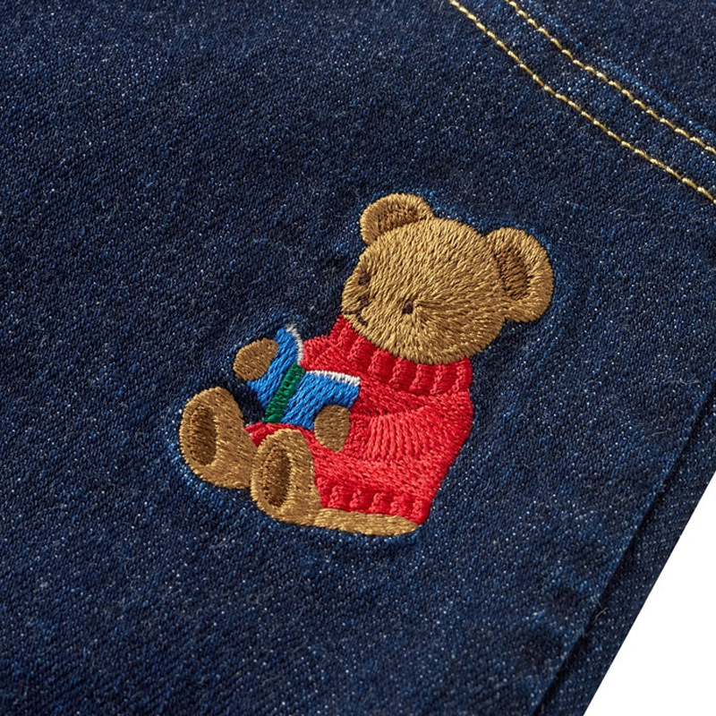 miki children's autumn and winter new styles of men's and women's cartoon bear sweatpants and colorful letter logo embroidered long pants are available for delivery details Picture