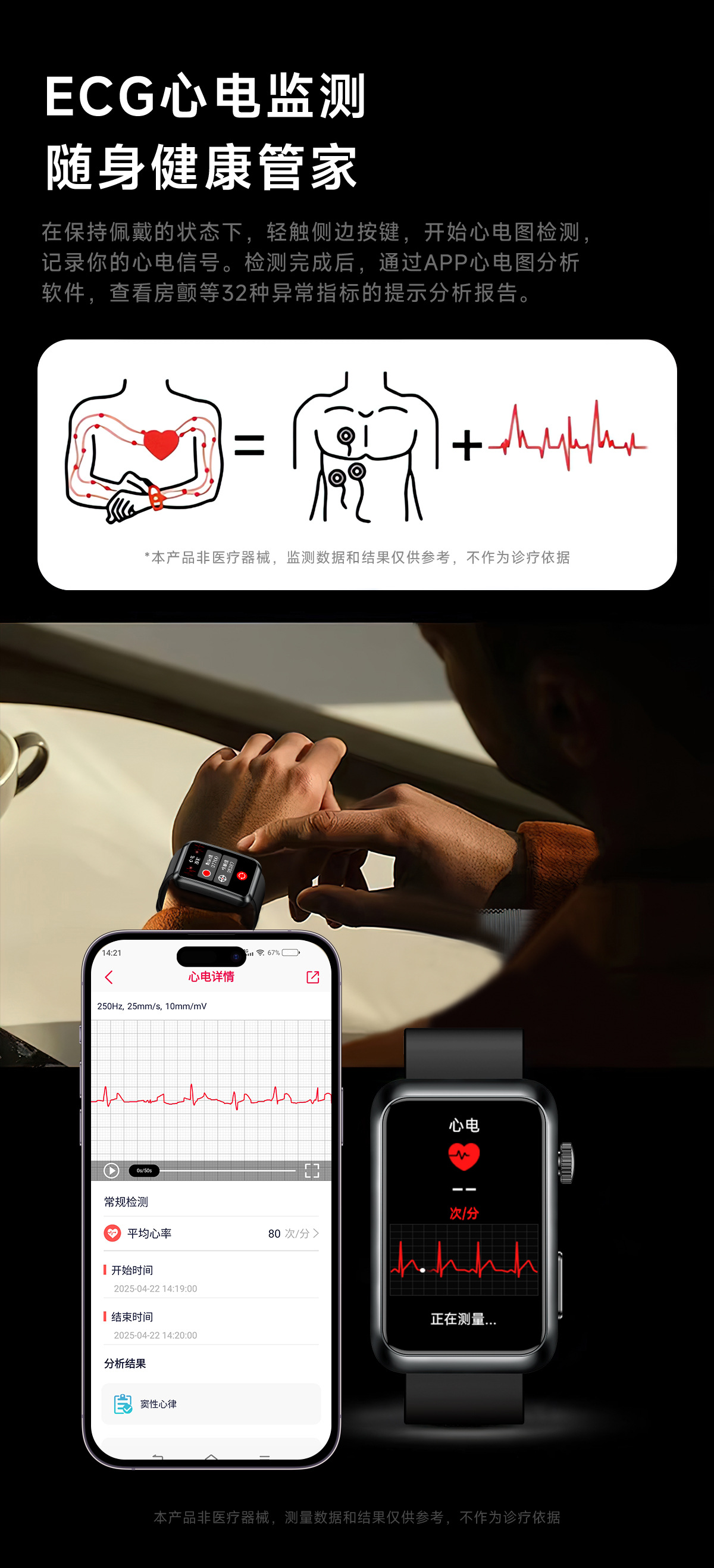 跨境TK77智能手表ECG血糖尿酸血脂检测皮电测试SOS运动健康手表详情13