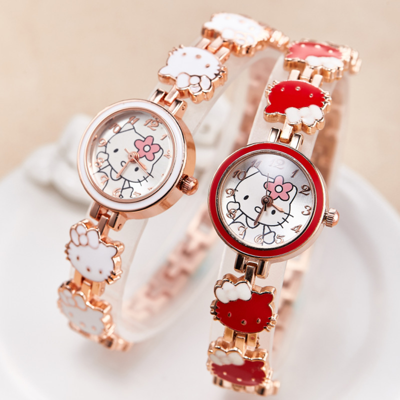 The new KT Cat watch for women is a fashionable and cute children's bracelet steel band watch and an electronic quartz watch for women and students