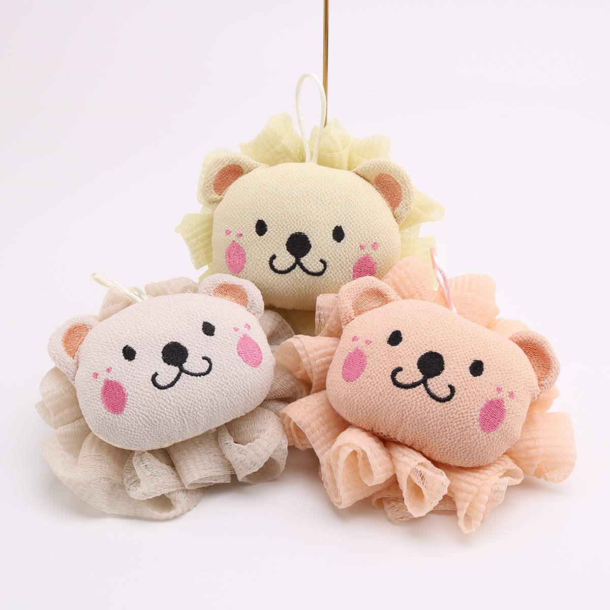 Doll Bear Bath Ball Children Bath Towel Ins Cute Foaming Soft Non-Loose Skin 2-In-1 Bath Flower Cartoon Bath Ball