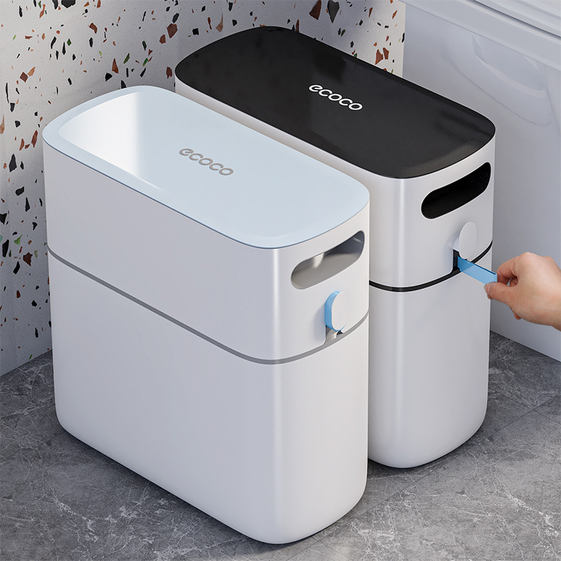 ecoco new trash can household bathroom kitchen cleat with lid large automatic packing paper bucket