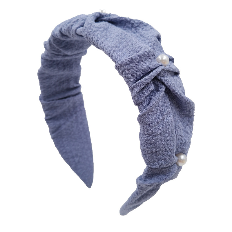 Qiwei Accessories Exclusive Summer headwear, hair accessories, headbands, versatile for women's outings, pearl inlays, high-end style, high top pearl headbands Item Picture